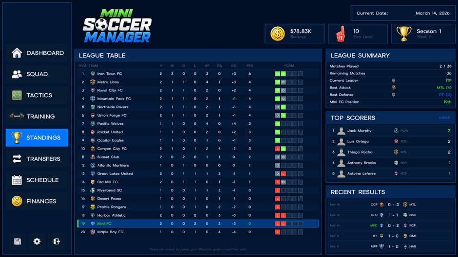 Mini Soccer Manager - Captura 5